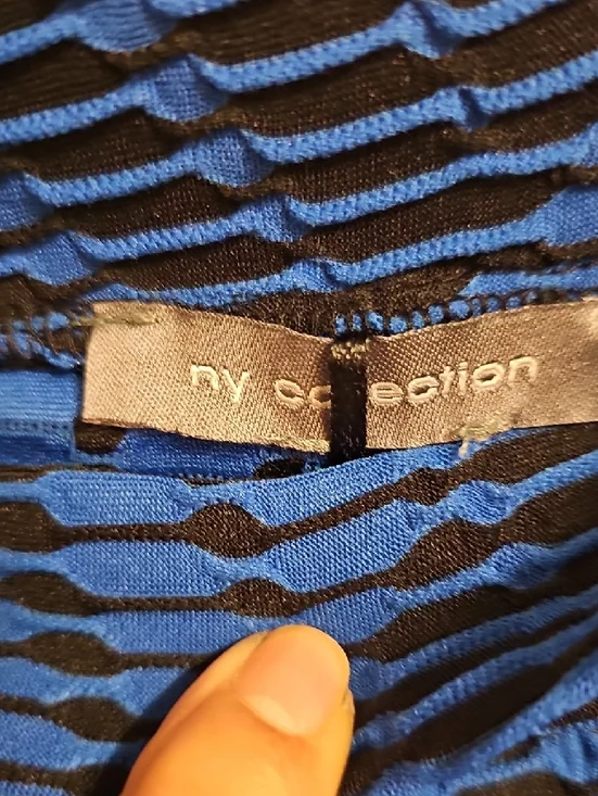 NY Collection Blue and Black Textured Pencil Skirt - Picture 2 of 2